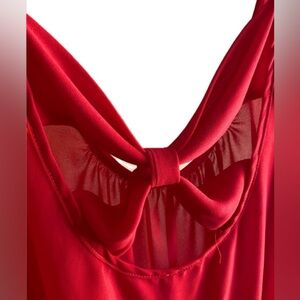 Unique Sheer Coral Color Top w/ Unique Tied/Crossed Cutout Back